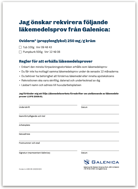 Oviderm Rekvistionsblankett